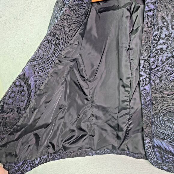 Coldwater Creek Black Purple Tapestry Jacquard Open Blazer Jacket M - Picture 7 of 13